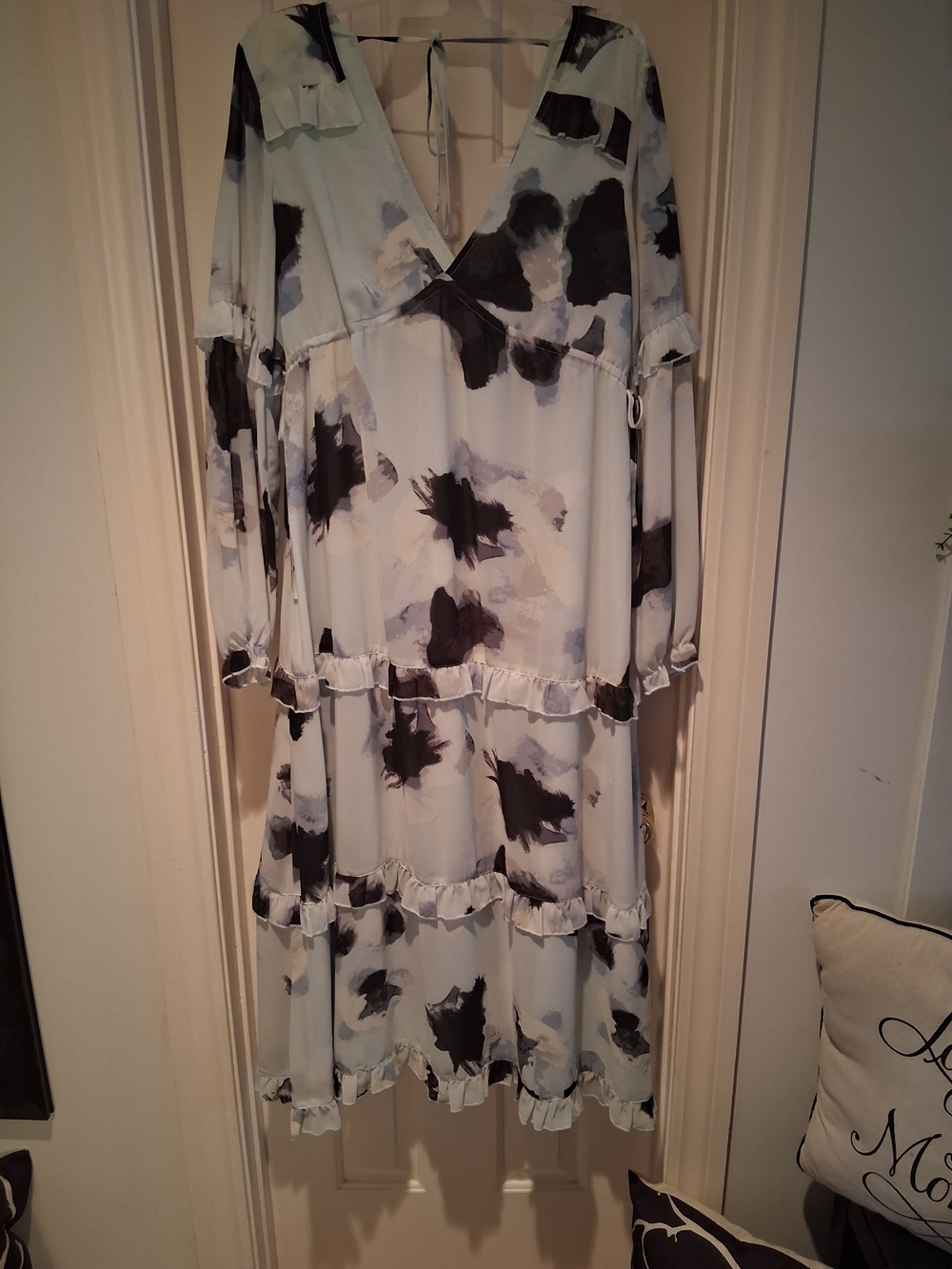Forever 21 Light Blue and Black Floral Maxi Dress